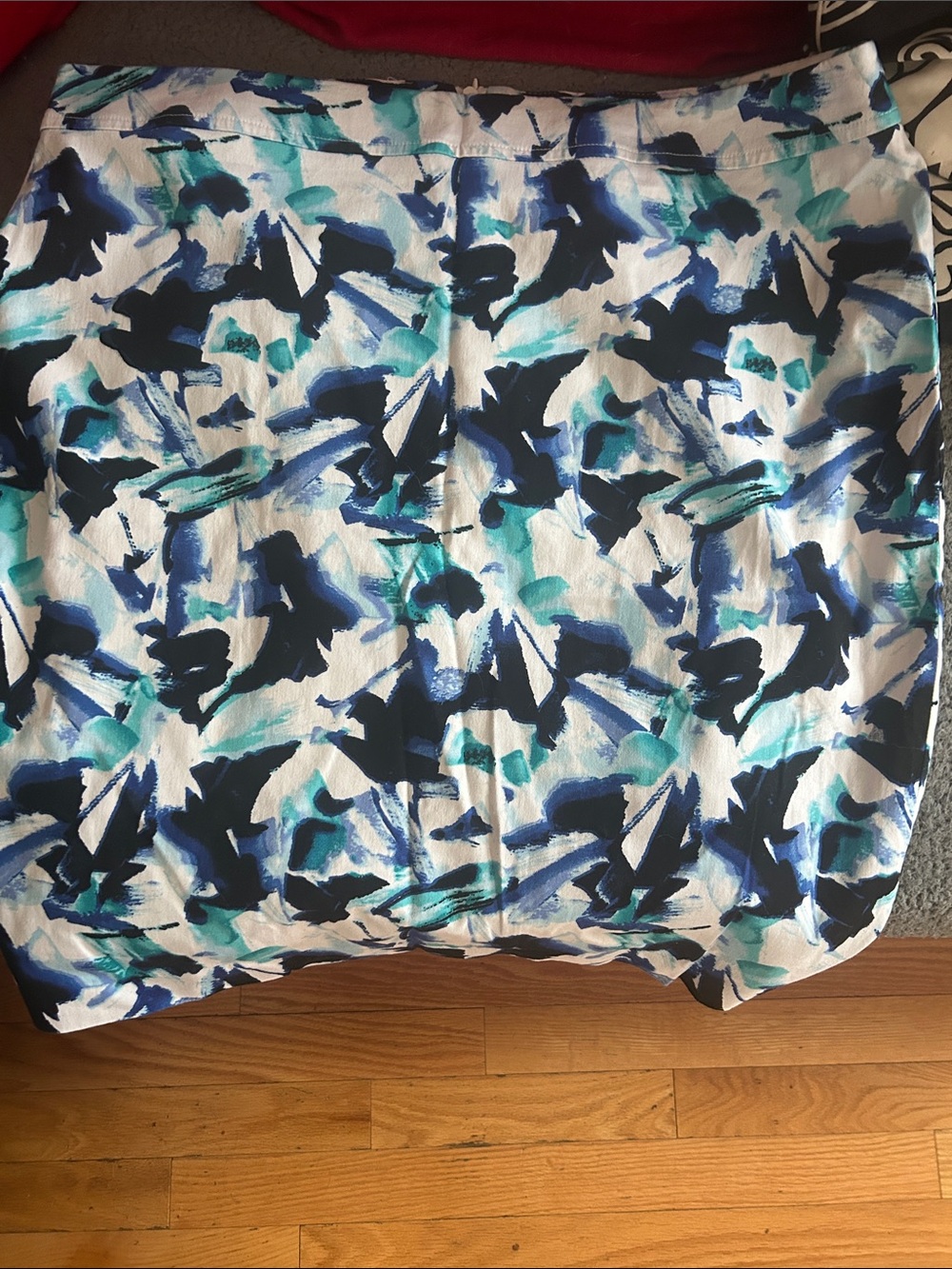 Women's Blue & Teal Abstract Pencil Skirt